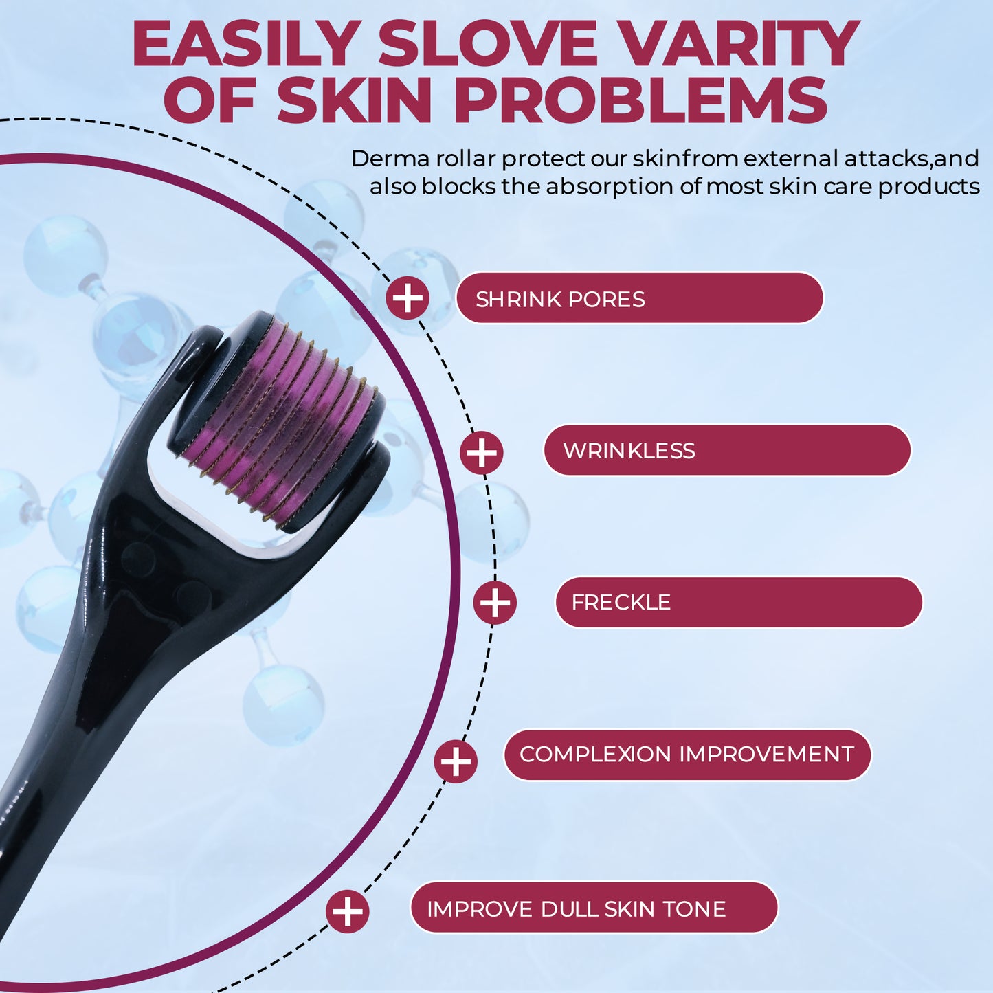 Derma Roller with 540 Titanium Microneedle for Hair