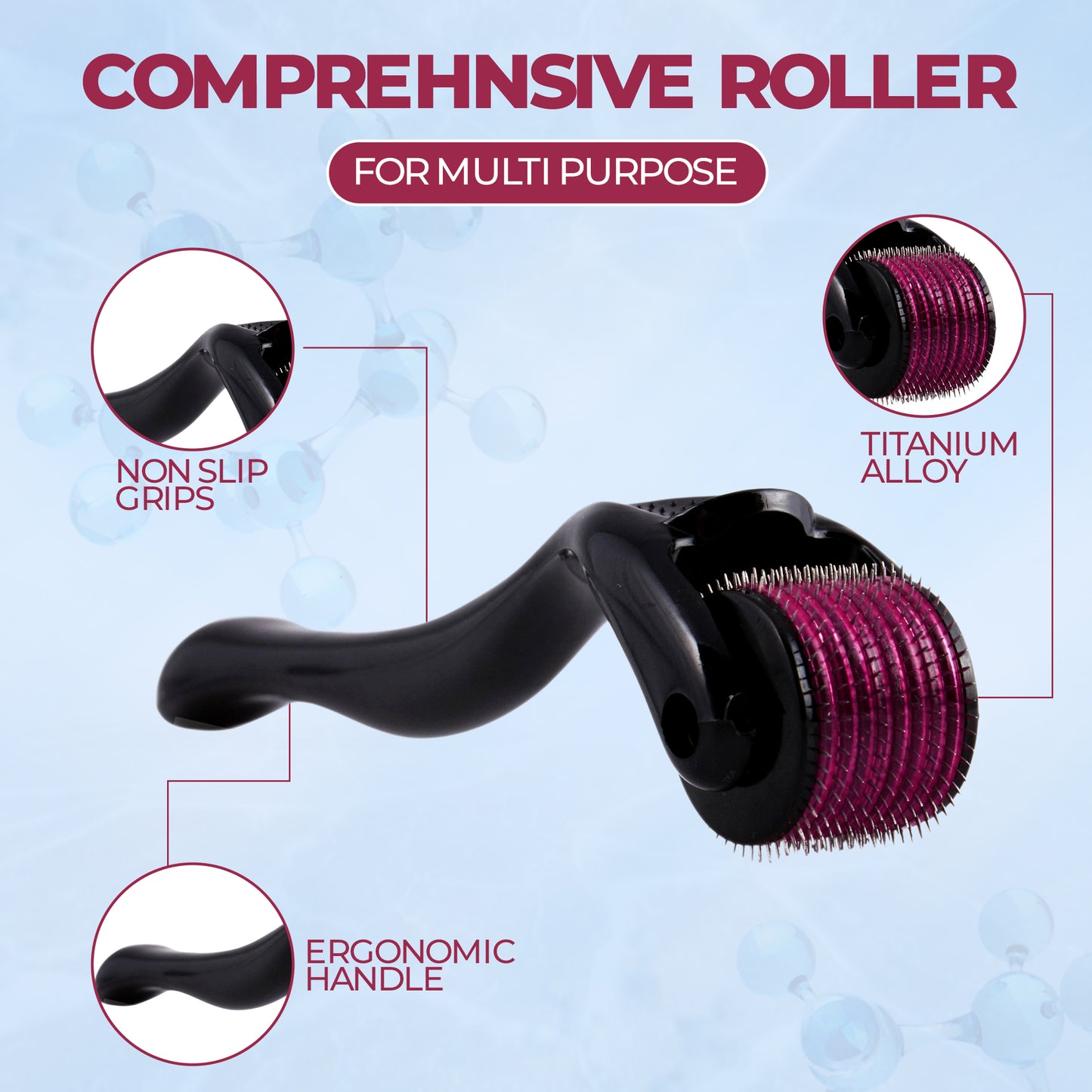 Derma Roller with 540 Titanium Microneedle for Hair