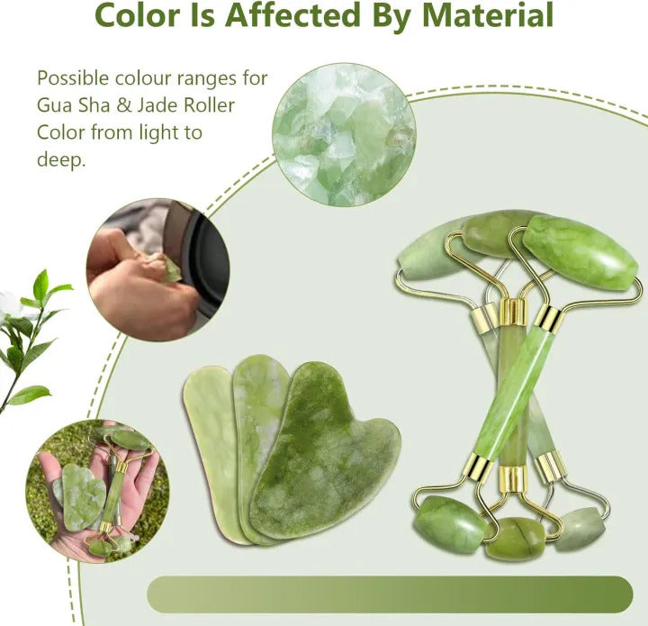 Gua Sha Set and Jade Roller, Jade Gua Sha & Face Rollers for Women
