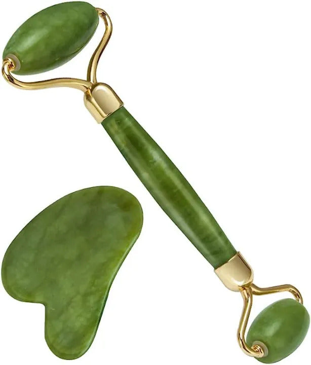 Gua Sha Set and Jade Roller, Jade Gua Sha & Face Rollers for Women