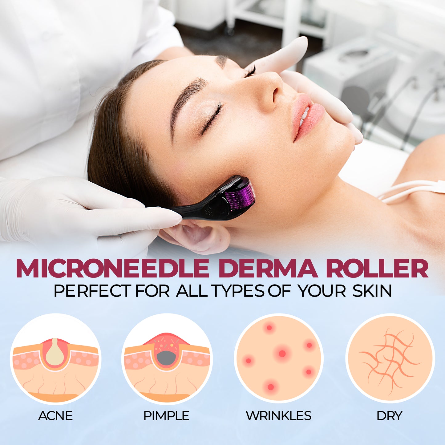 Derma Roller with 540 Titanium Microneedle for Hair