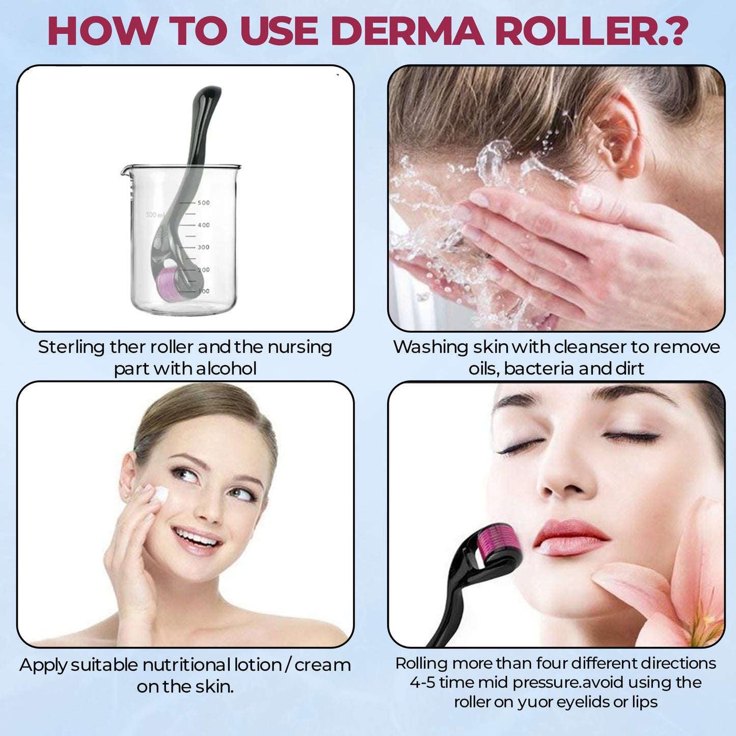 Derma Roller with 540 Titanium Microneedle for Hair
