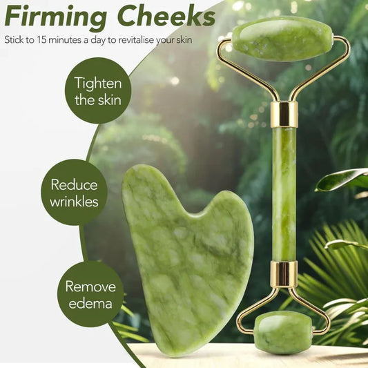 Gua Sha Set and Jade Roller, Jade Gua Sha & Face Rollers for Women